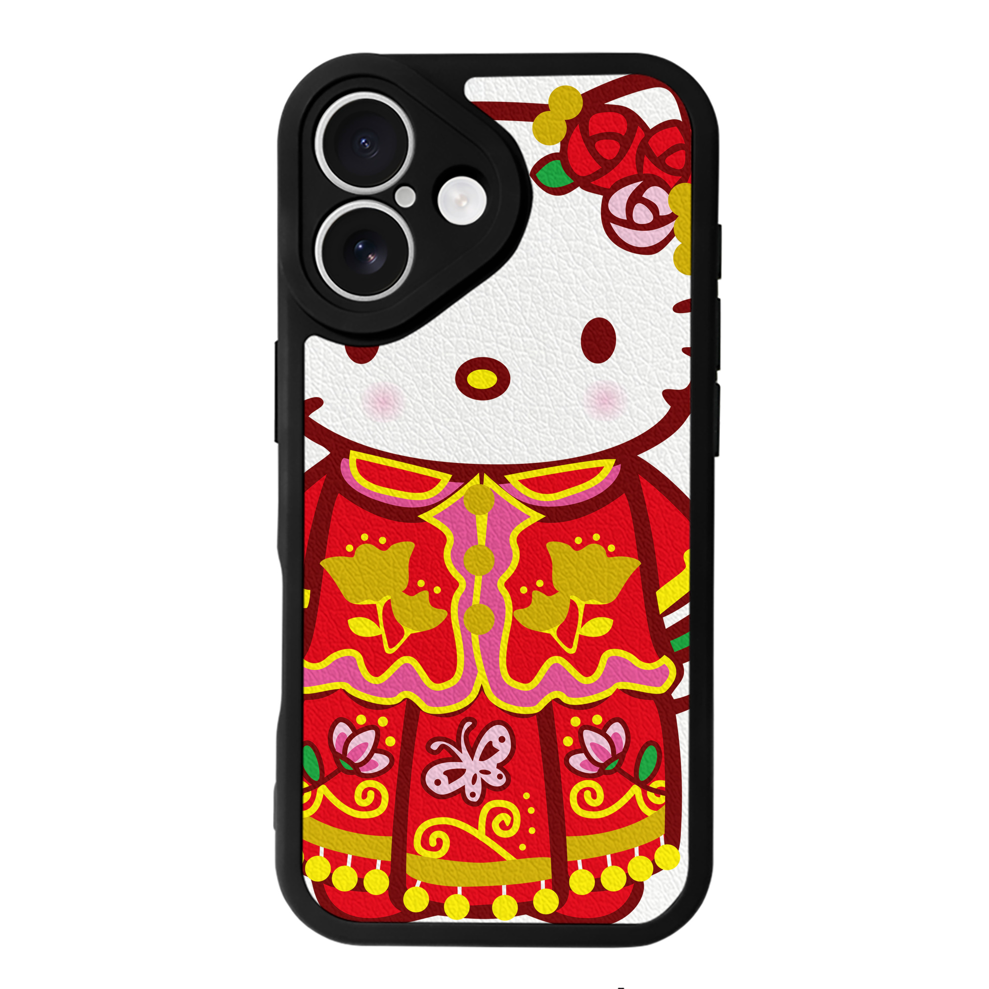 （画像用） Hello Kitty ハローキティ 【iPhone 16シリーズ対応】シリコンスマホケース（レザー調） 材質：シリコン